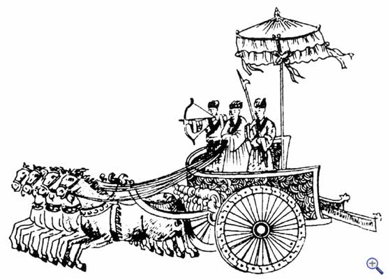 <strong>Боевая колесница.</strong><br />Рисунок с изображения эпохи Хань� border=�0? class=�aligncenter� /></a></td>
</tr>
</table>
</div>
<div align=