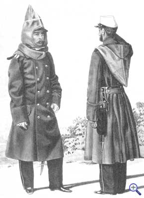 Обер-офицер (слева) и рядовой в башлыках, 1862 год.