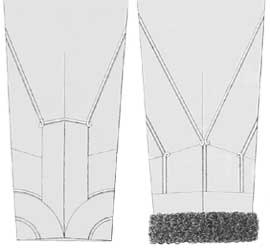 Рукав (вид сзади) доломана (слева) и ментика (справа) гусарского генерала