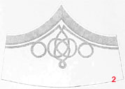 Шитье на воротник (1) и обшлага (2 - спереди и 3 - сбоку) на виц-мундиры штаб- и обер-офицеров русских армейских гусарских полков, имеющих шефами членов императорских и королевских фамилий.