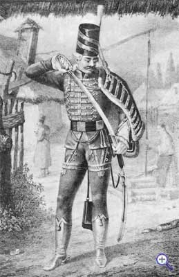 Униформа обер-офицера Острожского гусарского полка, 1776-1783 годы.