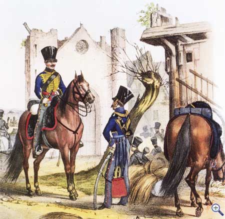 Рядовой и офицер Гвардейского гусарского эскадрона, 1813 год - Soldaten und ein Offizier der Garde-Husaren Squadron 1813