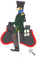 офицер свободных охотников (егерей-добровольцев) Бранденбургского кирасирского полка в зеленой литовке, 1813 год